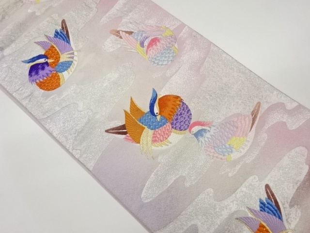 鴛鴦模様織出し袋帯